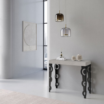 Consolle Karamay gambe antracite - Consolle allungabile 90x40/300 cm Karamay bianco frassino gambe antracite