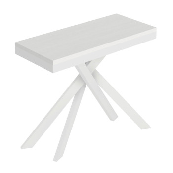 Consolle Saki Evolution gambe e telaio Bianche - Consolle allungabile 90x40/196 cm Saki Small Evolution bianco frassino gambe bianche