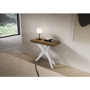 Consolle Saki Premium gambe Bianche - Consolle allungabile 90x40/196 cm Saki Small Premium cashmere gambe bianche