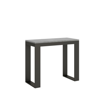 Consolle Tecno Evolution gambe e telaio antracite - Consolle allungabile 90x40/300 cm Tecno Evolution bianco frassino telaio e gambe antracite