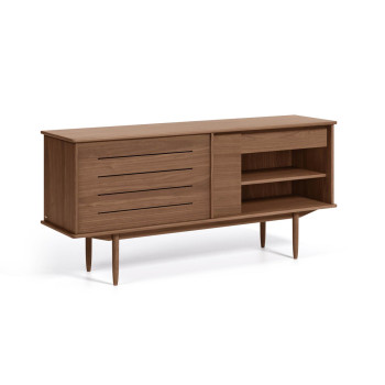 Credenza Carolin 2 ante e 1 cassetto impiallacciato noce 180 x 83,8 cm
