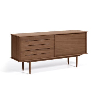 Credenza Carolin 2 ante e 1 cassetto impiallacciato noce 180 x 83,8 cm