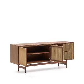Credenza Elan 2 ante 2 cassetti impiallacciatura e legno massello noce corda 180x73cm FSC Mix Credit