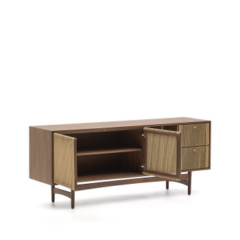 Credenza Elan 2 ante 2 cassetti impiallacciatura e legno massello noce corda 180x73cm FSC Mix Credit