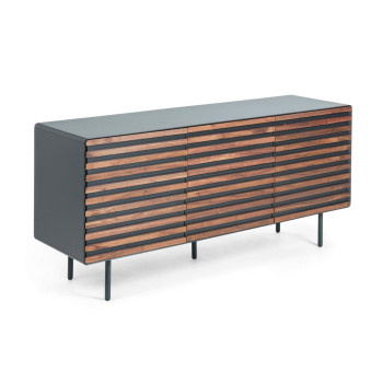 Credenza Kesia 2 ante impiallacciato noce e acciaio verniciato nero 162 x 74 cm