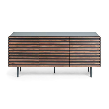Credenza Kesia 2 ante impiallacciato noce e acciaio verniciato nero 162 x 74 cm