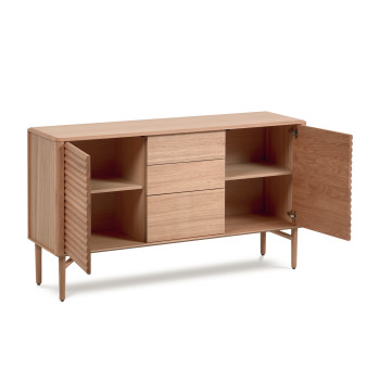 Credenza Lenon 2 ante 3 cassetti legno e impiallacciatura rovere 155x86cm FSC MIX Credit