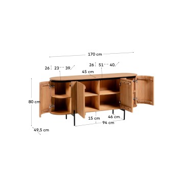Credenza Licia 4 ante in legno massello di mango 