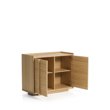 Credenza Onix in impiallacciatura di rovere con finitura tono naturale 100 x 80 cm FSC Mix Credit