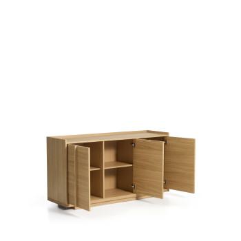 Credenza Onix in impiallacciatura di rovere con finitura tono naturale 150 x 80 cm FSC Mix Credit