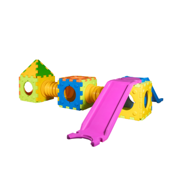 Cubic toy modello e- gioco modulare componibile con 1 scivolo-scala piccolo, 2 cubotti e 1 casetta.