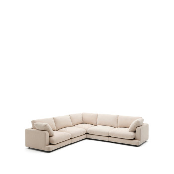 Divano ad angolo Gala 6 posti in ciniglia beige FSC Mix Credit 300 x 300 cm