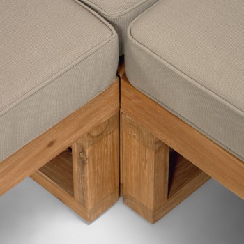 Divano angolare Flaviina 5 posti in legno di acacia FSC 100%