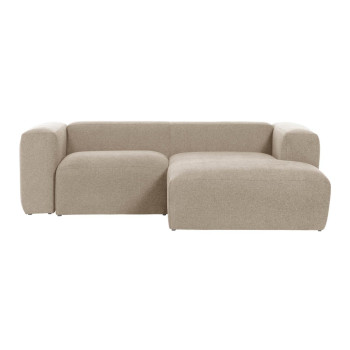 Divano Blok 2 posti in ciniglia beige con chaise longue destra 240 cm FSC Mix Credit