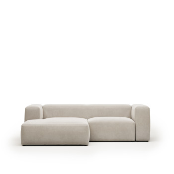 Divano Blok 2 posti in ciniglia beige con chaise longue sinistra 240 cm FSC Mix Credit