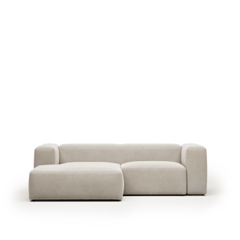 Divano Blok 2 posti in ciniglia beige con chaise longue sinistra 240 cm FSC Mix Credit