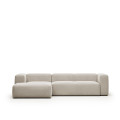 Divano Blok 3 posti in ciniglia beige con chaise longue sinistra 300 cm FSC Mix Credit