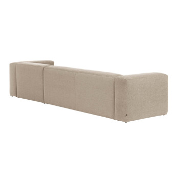 Divano Blok 4 posti in ciniglia beige con chaise longue destra 330 cm FSC Mix Credit