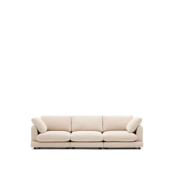 Divano Gala 4 posti in ciniglia beige FSC Mix Credit 300 cm
