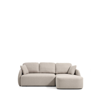 Divano letto Laira 3 posti in ciniglia beige con chaise longue destra 246 cm FSC Mix Credit