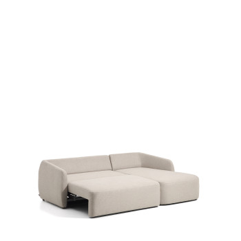 Divano letto Laira 3 posti in ciniglia beige con chaise longue destra 246 cm FSC Mix Credit