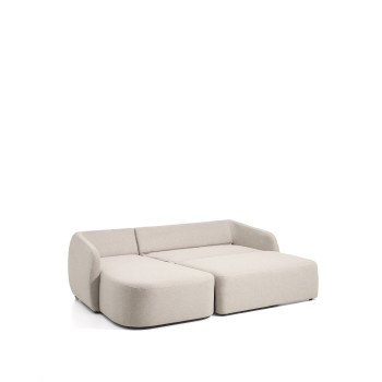 Divano letto Laira 3 posti in ciniglia beige con chaise longue sinistra 246 cm FSC Mix Credit