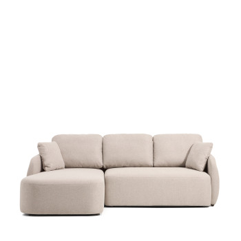 Divano letto Laira 3 posti in ciniglia beige con chaise longue sinistra 246 cm FSC Mix Credit