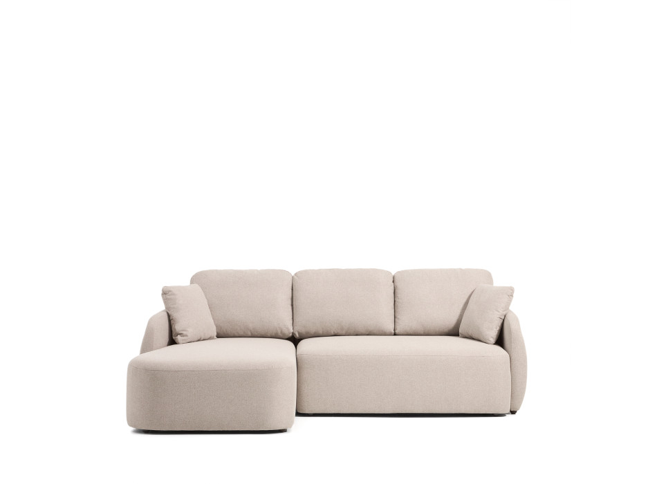 Divano letto Laira 3 posti in ciniglia beige con chaise longue sinistra 246 cm FSC Mix Credit