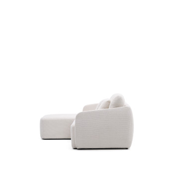 Divano letto Laira 3 posti in ciniglia con chaise longue sinistra écru 246 cm FSC Mix Credit