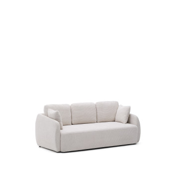 Divano letto Laira 3 posti in ciniglia écru 218 cm FSC Mix Credit
