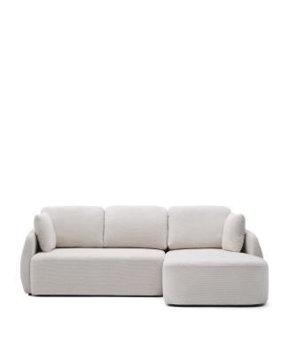 Divano letto Laira 3 posti in ciniglia écru con chaise longue destra 246 cm FSC Mix Credit