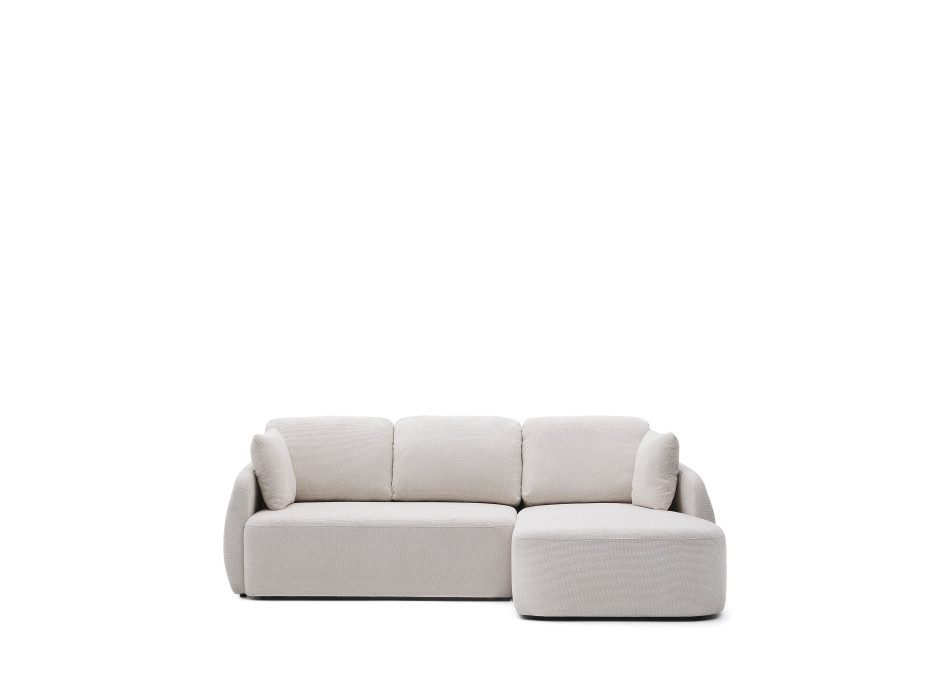 Divano letto Laira 3 posti in ciniglia écru con chaise longue destra 246 cm FSC Mix Credit