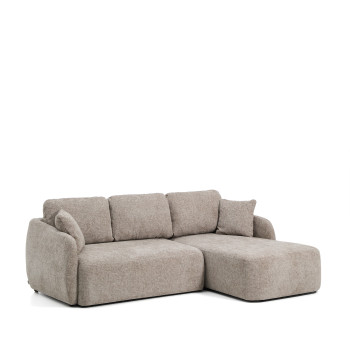 Divano letto Laira 3 posti in ciniglia tortora con chaise longue destra 246 cm FSC Mix Credit