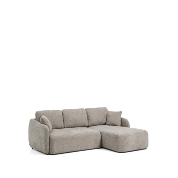 Divano letto Laira 3 posti in ciniglia tortora con chaise longue destra 246 cm FSC Mix Credit