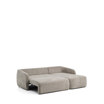 Divano letto Laira 3 posti in ciniglia tortora con chaise longue destra 246 cm FSC Mix Credit