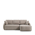 Divano letto Laira 3 posti in ciniglia tortora con chaise longue destra 246 cm FSC Mix Credit