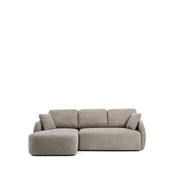 Divano letto Laira 3 posti in ciniglia tortora con chaise longue sinistra 246 cm FSC Mix Credit