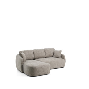Divano letto Laira 3 posti in ciniglia tortora con chaise longue sinistra 246 cm FSC Mix Credit