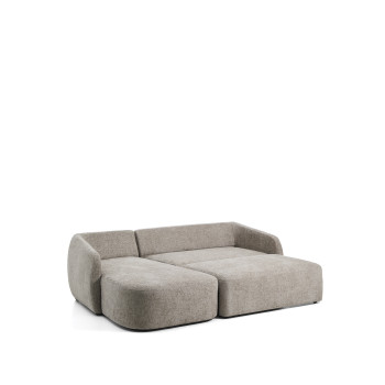 Divano letto Laira 3 posti in ciniglia tortora con chaise longue sinistra 246 cm FSC Mix Credit