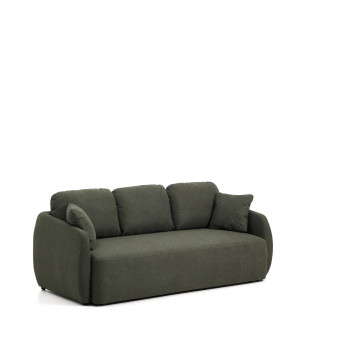Divano letto Laira 3 posti in ciniglia verde scuro 218 cm FSC Mix Credit