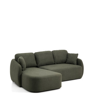 Divano letto Laira 3 posti in ciniglia verde scuro con chaise longue sinistra 246 cm FSC Mix Credit