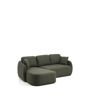 Divano letto Laira 3 posti in ciniglia verde scuro con chaise longue sinistra 246 cm FSC Mix Credit