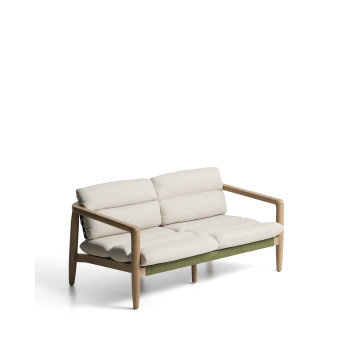 Divano Menfi a 2 posti in legno massiccio di acacia e corda verde 136 cm FSC 100%