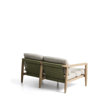 Divano Menfi a 2 posti in legno massiccio di acacia e corda verde 136 cm FSC 100%