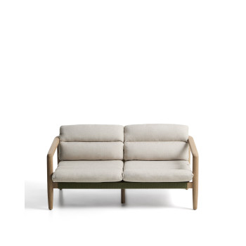 Divano Menfi a 2 posti in legno massiccio di acacia e corda verde 136 cm FSC 100%