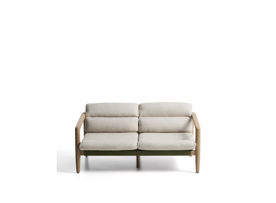 Divano Menfi a 2 posti in legno massiccio di acacia e corda verde 136 cm FSC 100%