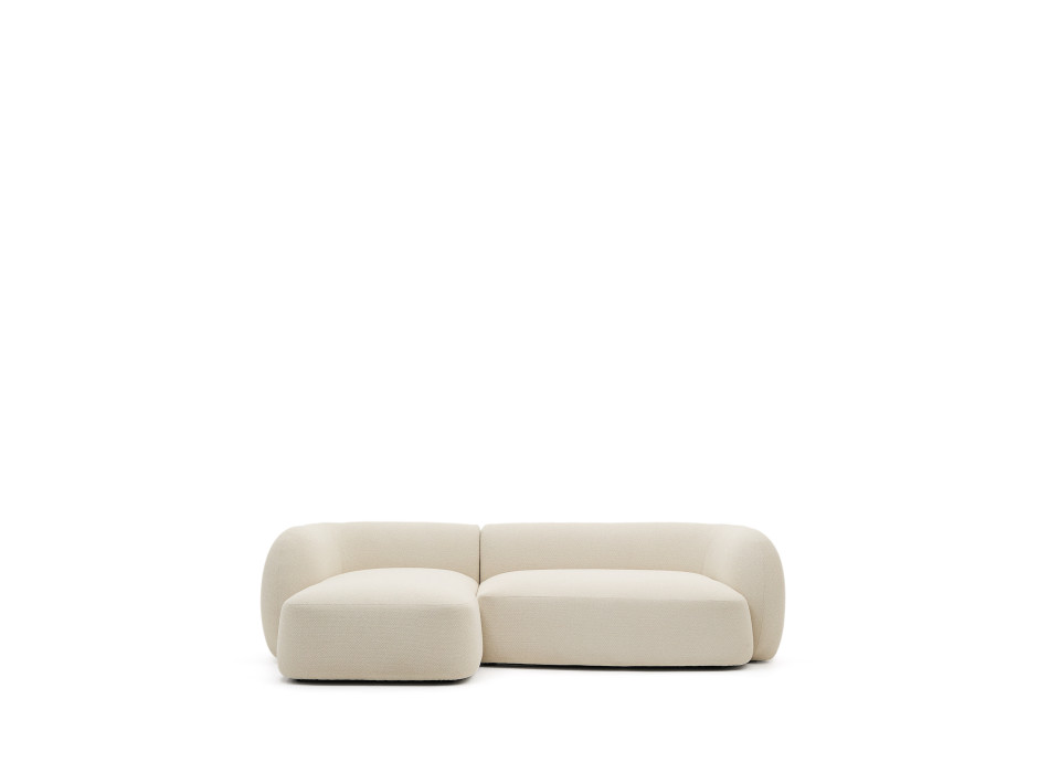 Divano modulare Martina 3 posti in ciniglia con chaise longue sinistra écru 287 cm