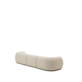 Divano modulare Martina 4 posti in ciniglia con chaise longue destra écru 377 cm