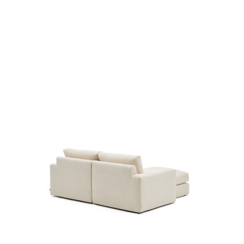 Divano modulare sfoderabile Alea 3 posti in ciniglia chaise longue sinistra écru 220 cm