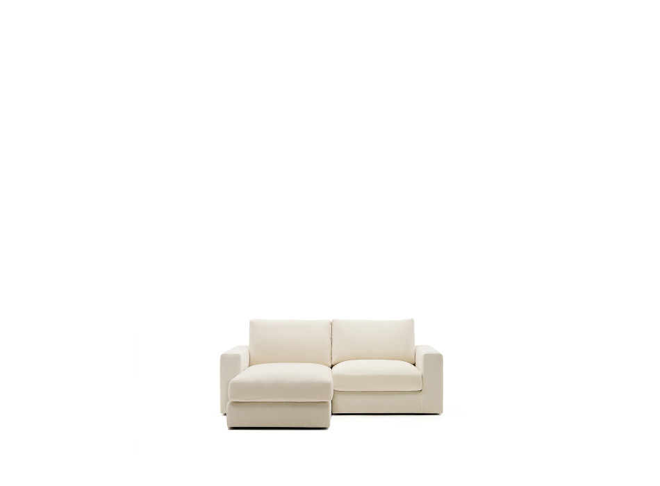 Divano modulare sfoderabile Alea 3 posti in ciniglia chaise longue sinistra écru 220 cm